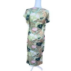 Women's Vintage Psychedelic Kaftan Long Dress Floral Batwing Hem sides Size M